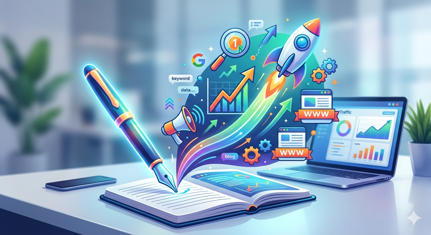 Rédaction d'un article de blog optimisé SEO pour booster le trafic et le classement Google.